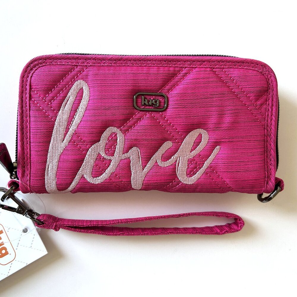 Lug Whirly Love RFID Wristlet Wallet Brushed Rosette Pink with Bubble Pink Love - Picture 6 of 11